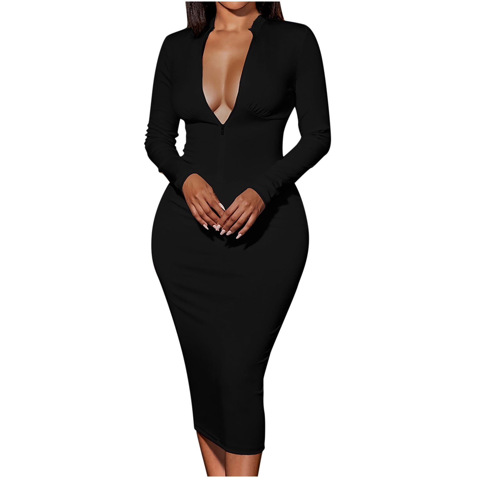 Valentine's Day Deals Women Solid Slim Fit Shirt Dress Fall Spring High