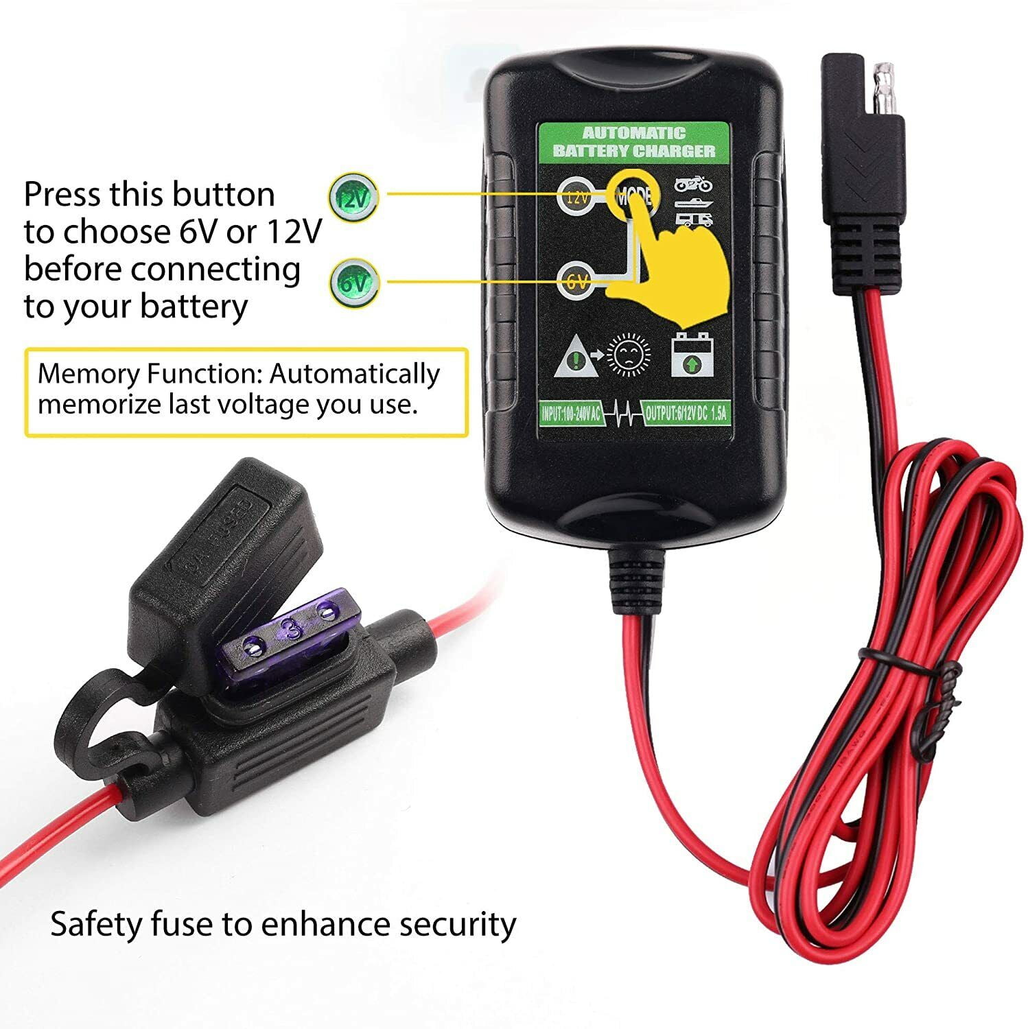 6V 12V Battery Charger Maintainer Trickle for Harley Davidson