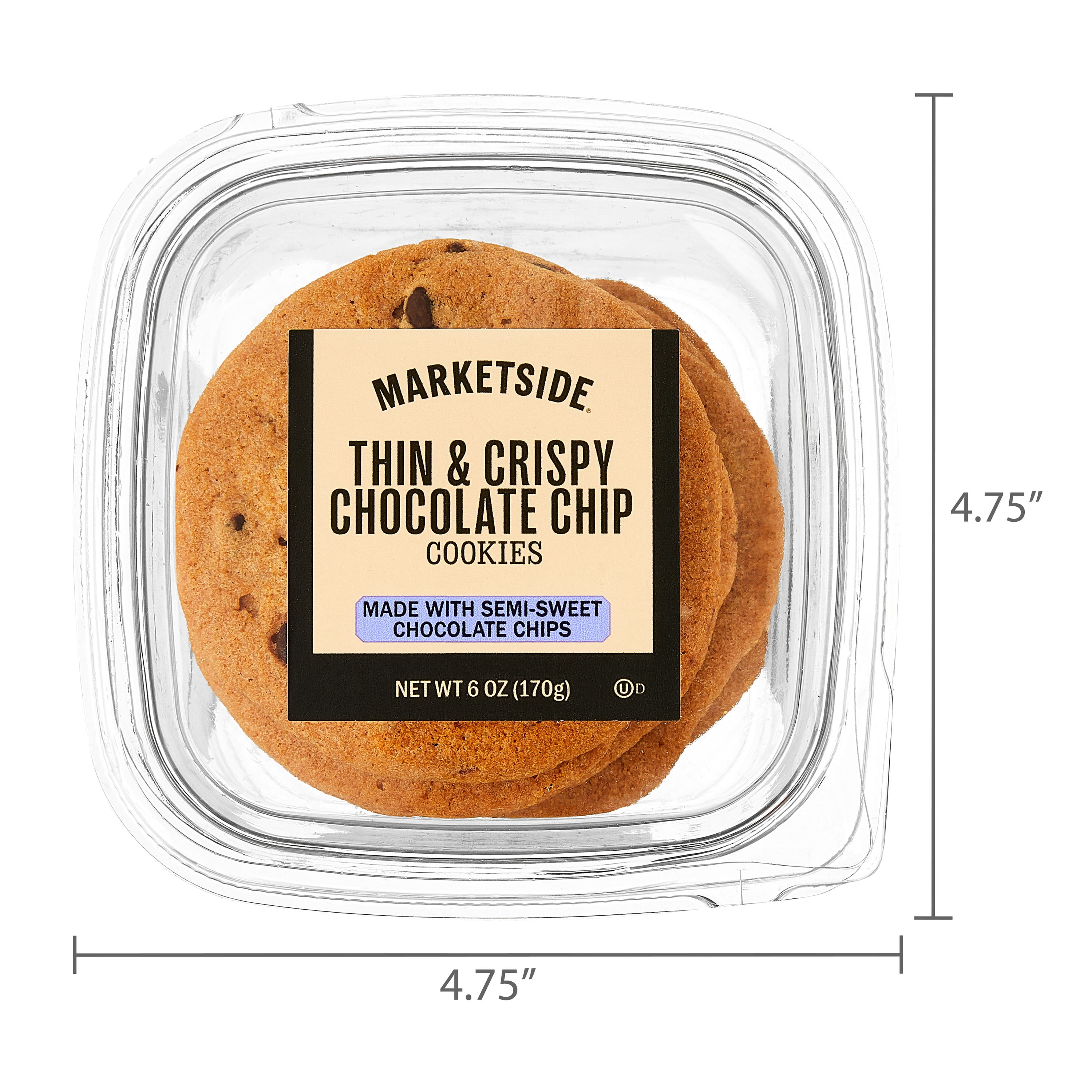 Marketside Thin & Crispy Baked Chocolate Chip Cookies, 6 oz, 8 Count