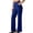 Blue, variant on Womens High Waisted Dress Pants Elegant Button Decorated Flare Leg Pants with Pockets Casual Slim Fit Stretchy Business Trousers Hot Pink S