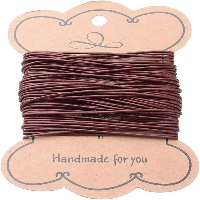 HAOAN 1Roll 21.9 Yards Genuine Round Leather String Cord 3mm Rope for Saddle Brown Leather String Cord for Making Necklaces Bracelets Braiding Wraps Crafts and Hobby Projects