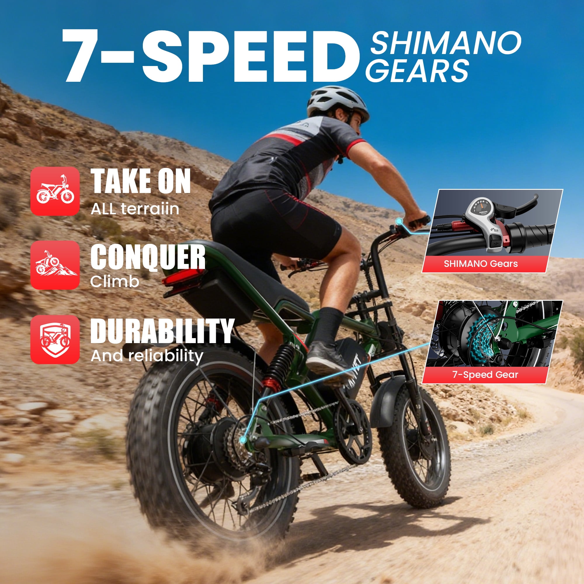 AMYET S8 3000W Peak Dual Motor AWD Electric Bike for Adult, 20