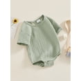 thumbnail image 3 of Bslissey 3M 6M 12M 18M Baby Girls Boys Bubble Romper Rolled Up Short Sleeve Solid Color Jumpsuit Newborn Infant Casual Crew Neck T-shirt Bodysuit Summer Clothes, 3 of 9