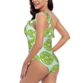 thumbnail image 4 of Salouo Green Lemon Slices Pattern One Shoulder Ruffled One Piece Swimsuit for Women V Neck Swimwear Tummy Control Bathing Suit-XX-Large, 4 of 6