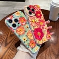 thumbnail image 2 of Retro Oil Painting Flower Floral Compatible with iPhone Case (Green,iPhone 15 Plus), 2 of 7