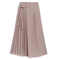 thumbnail image 6 of FRSASU Womens Chiffon Wide Leg Skirt Pants Boho Loose Palazzo with Elastic Waist Lace up Beach Vacation Pants Pink, 6 of 9