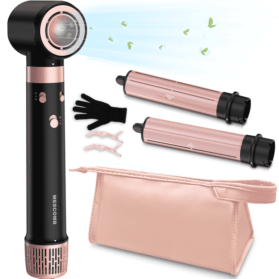 RACCOMB Salon 3 in 1 Hair Styler, High-Speed Blow Dryer Brush for Drying and Styling, Curly, Balck & Rose