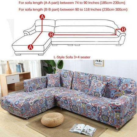 Sofa Covers For L Shape 2pcs Polyester Fabric Stretch Slipcovers 3 Sofa Covers For L Shape 2pcs Polyester Fabric Stretch Slipcovers 3 Seater 70 90 4 115 Pillow Sectional