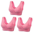 thumbnail image 4 of Plus Size Sports Bra Women Lightly Lined Bra Feature V-Neck Molded Bra Style W-1053 Pinks M, 4 of 5