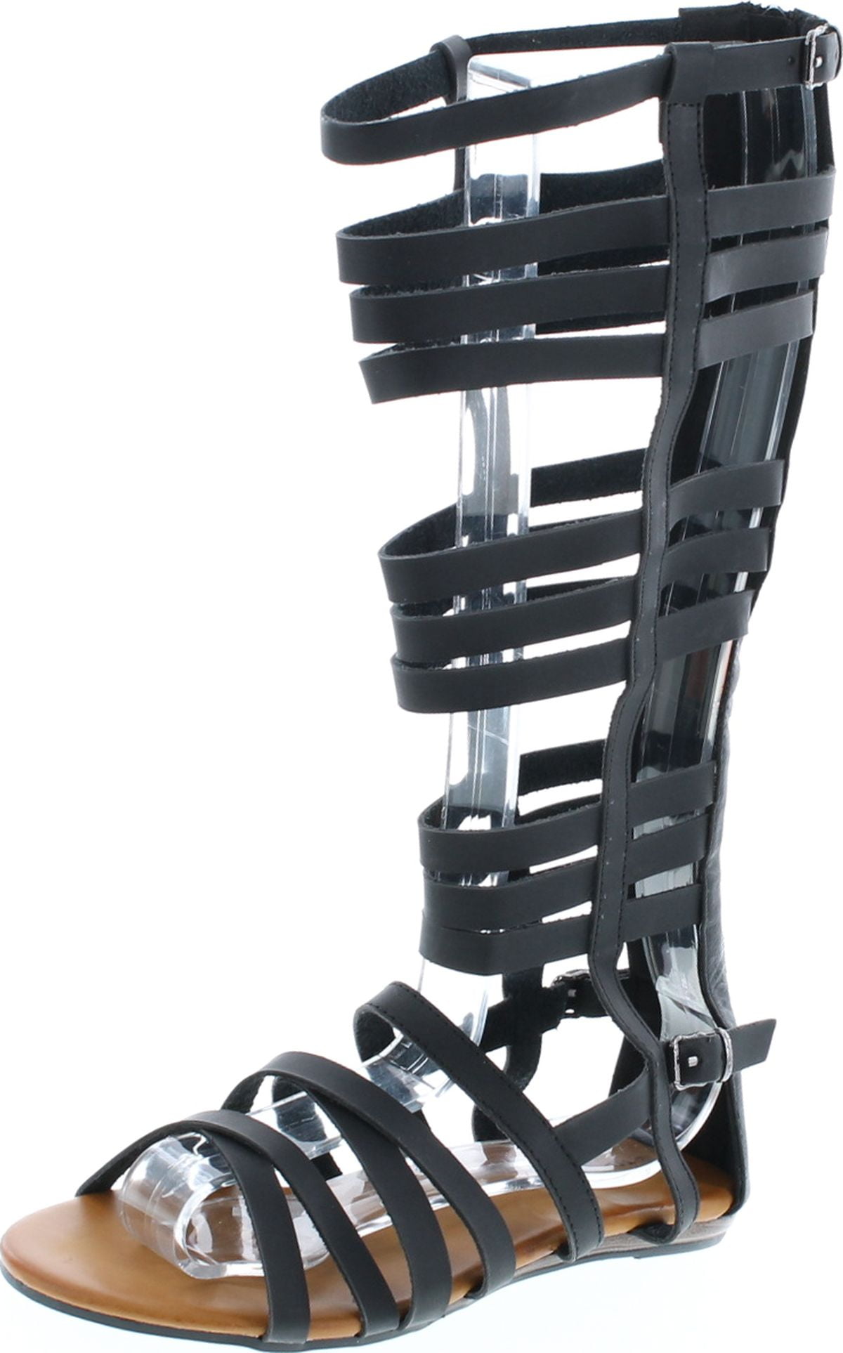NEW BLACK SANDALS BLACK SANDALS WITH BACK ZIP GLADIATOR SHOES           MARIPOSA 