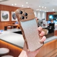 thumbnail image 5 of Case for iPhone 11 with Full Camera Lens Protector, Clear Gradient Glitter Sparkle Luxury Electroplated Wave Edge TPU Bumper Non-Yellowing Shockproof Slim Cover for iPhone 11, Gold, 5 of 9
