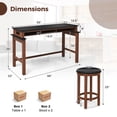 thumbnail image 3 of Gymax 3-Piece Home Bar Set Counter Height Bar Table w/ 2 Upholstered Bar Stools Black & Walnut, 3 of 10