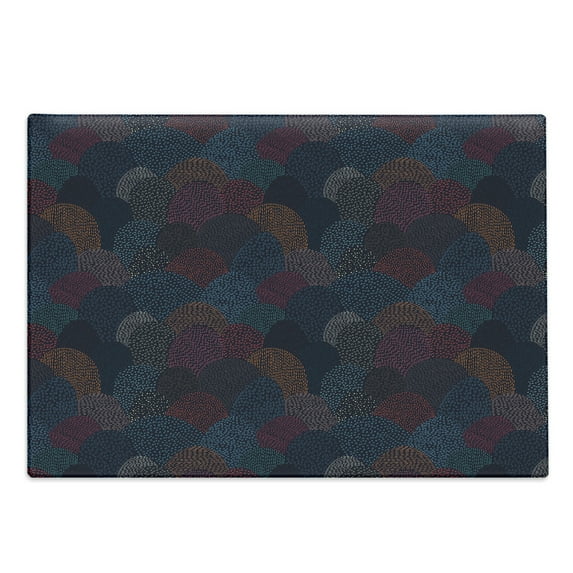 Abstract Cutting Board, Hand Drawn Composition with Triangles Lines and Arrows on Dark Toned Backdrop, Decorative Tempered Glass Cutting and Serving Board, Large Size, Multicolor, by Ambesonne