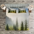 thumbnail image 3 of Ambesonne White Quilted Bedspread Set 3 Pcs, Green Trees on Meadow, King Size, White Green, 3 of 3