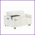 thumbnail image 4 of Beige Corduroy 2-Seat Sofa Bed with Movable Tabletop & USB Ports - Ideal for Living Room & Bedroom, 4 of 15