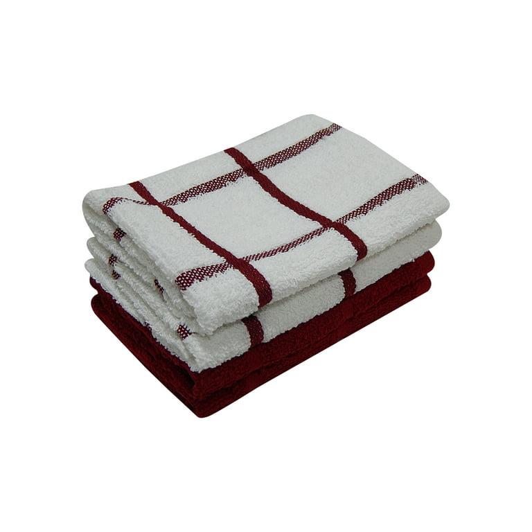 Mainstay Kitchen Dish Hand Towel Set of 4 Tan & White 100