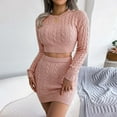 thumbnail image 5 of Fesfesfes Women Sweater Fall And Winter Round Neck Sexy Cropped Sweater Package Hip Skirt Knitted Set Clothes Sale, 5 of 6