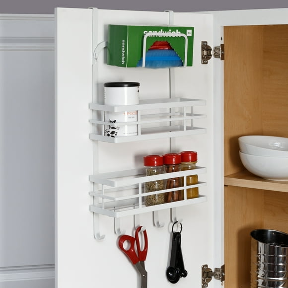 Honey-Can-Do Steel Over-the-Door or Mounted 3-Tier Cabinet Organizer with Hooks, White