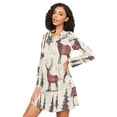 thumbnail image 3 of FORMRS Womens Long Sleeve Nightgowns Crew Neck Sleep Shirt Soft Pajamas Sizes S-3XL, Plaid Deer, 3 of 8