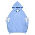 thumbnail image 3 of Lenpel Oversized Hoodies for Women Casual Bow Long Sleeve Drawstring Plus Size Hooded Sweatshirts Loose Pullover Sweatshirts(Light Blue,XX-Large), 3 of 4