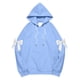 thumbnail image 3 of HongQid Women's Hoodies Oversized Long Sleeve Hooded Sweatshirts Graphic Drop Shoulder Bow Trim Print Pullover Tops, 3 of 4