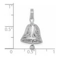 thumbnail image 2 of 925 Sterling Silver Solid Polished Moveable Bell Charm 17x12mm Wide Pendant Necklace for Women, 2 of 2