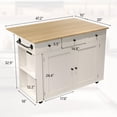 thumbnail image 3 of EDTara Kitchen Island Cart With Wheels, 47.2" Rolling Unit With Drop Leaf, Built-In Charging Station, Drawers and Spice Rack, 3 of 7