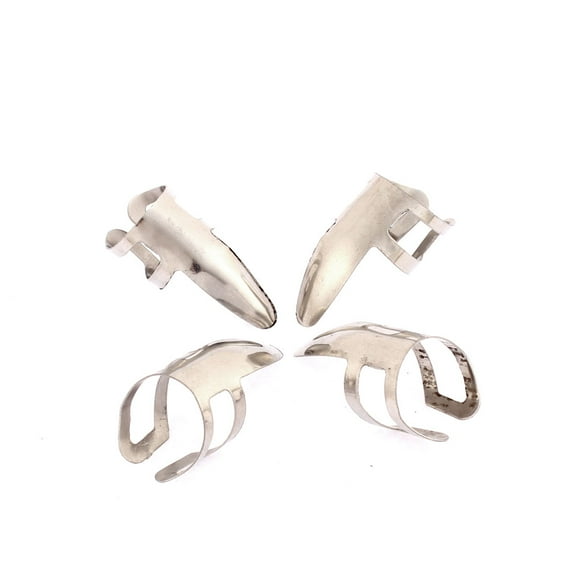 Unique Bargains Metal Guitar Plectrums Finger Picks Banjo Ukulele Silver Tone 4 Pcs