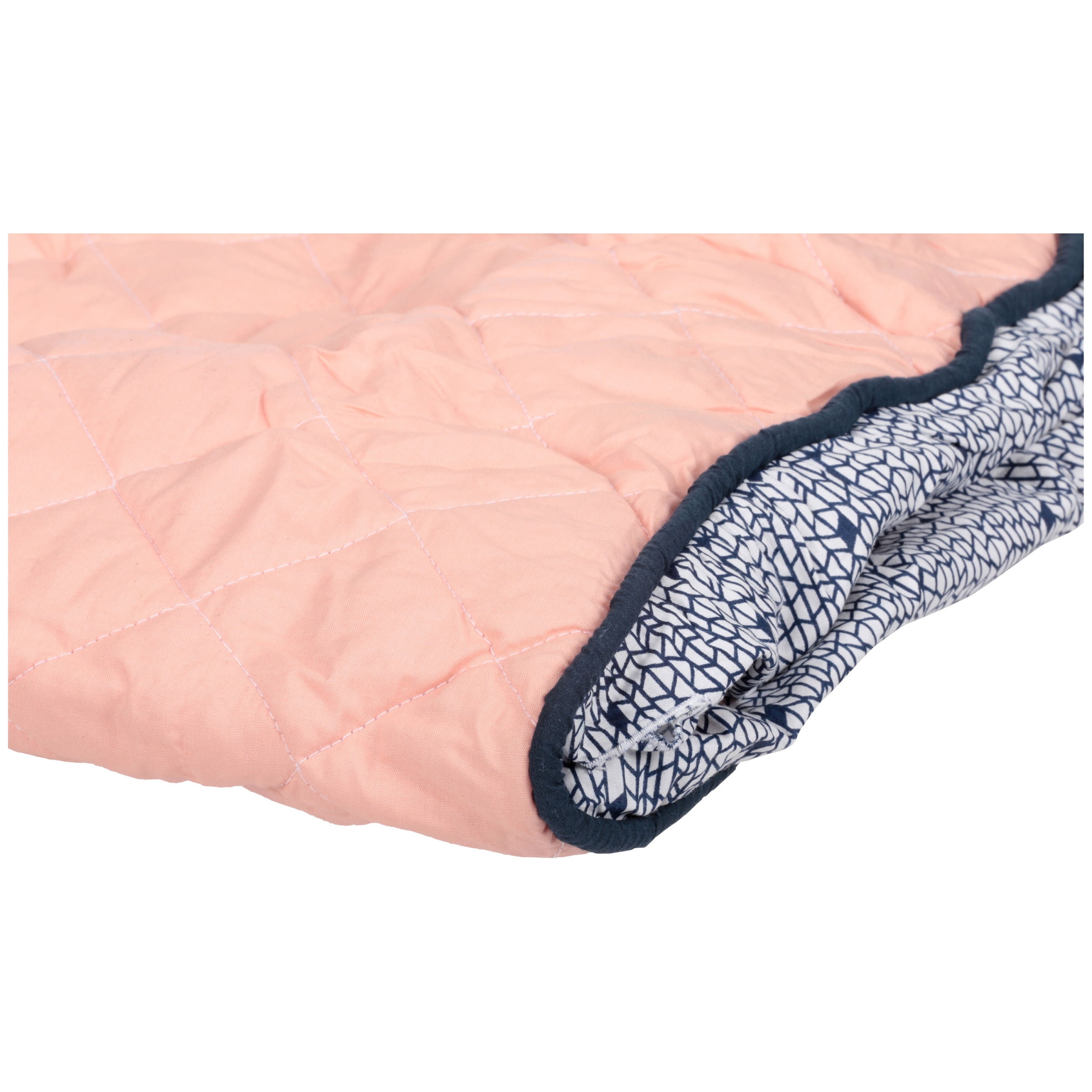 Bacati Olivia Tribal Solid Coral/Navy Quilted Changing Pad Cover