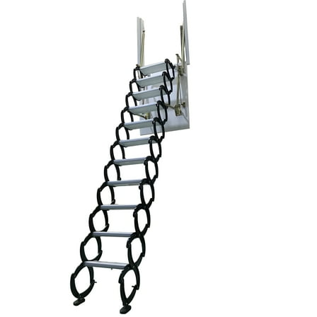 9.18ft Side-mounted Loft Wall Ladder Stairs Retractable Folding Ladder Al-Mg Alloy Black 660lbs 27.5x35.4in