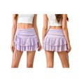 thumbnail image 2 of Womens Mini Skirt Lace Floral Tiered Ruffle Low Waist Side Drawstring Going Out Cake Skirts, 2 of 9