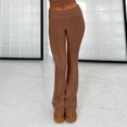 thumbnail image 1 of Ladies Basic Pants Slim Fit Solid Color Y2K Style Vacation Outfit (Black S), 1 of 7