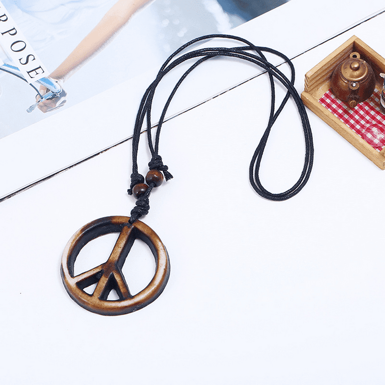 Peace Sign Necklace Wooden Costume Accessories Female Peace Sign Necklace Wooden Costume Accessories Female