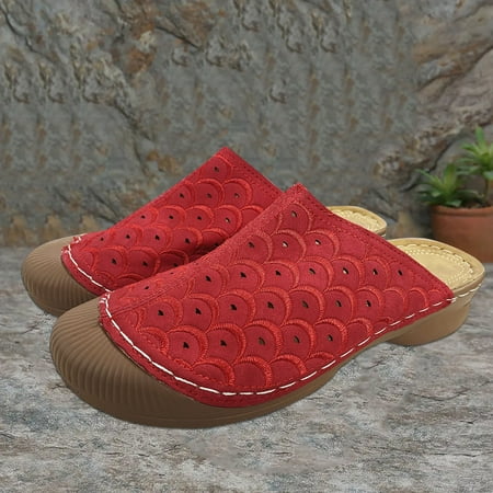 

NECHOLOGY Pride Sandals Women Pattern Wedge Fashion Color Sandals Solid Large Slippers Ladies Fancy Sandals for Women Red 9