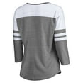 thumbnail image 3 of Women's Fanatics Branded Heathered Gray/White Miami Hurricanes Hustle Tri-Blend 3/4-Sleeve V-Neck T-Shirt, 3 of 3