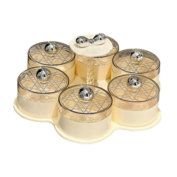 Bandeja para servir dividida Platos para dulces y nueces Centro de mesa con 6 compartimentos y Crema