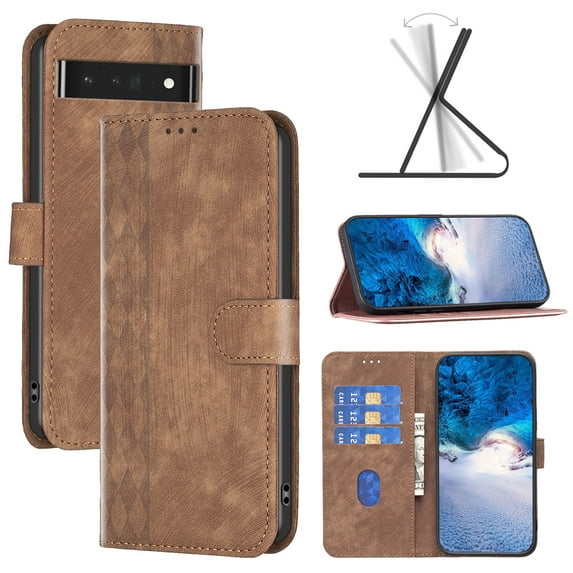 for Google Pixel 7 Pro Wallet Case, PU Leather Flip Folio Case with Card Holders Magnetic Closure Folding Adjustable Kickstand Vintage Phone Cover for Google Pixel 7 Pro 6.7 inch, Brown