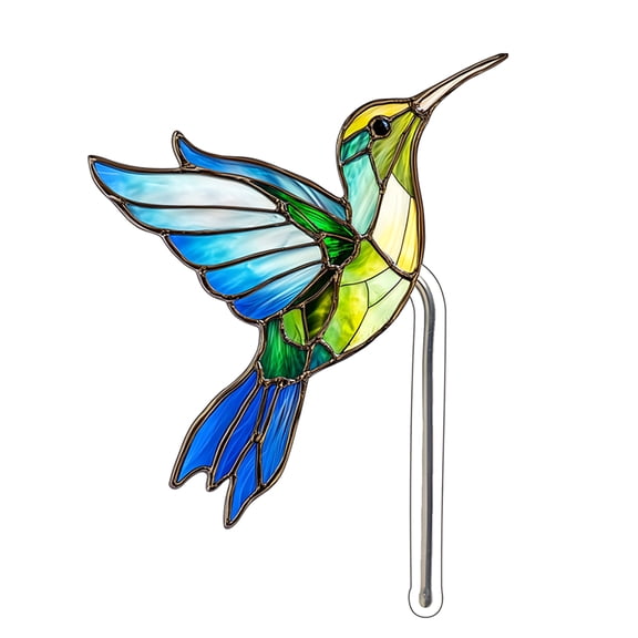 Stained Glass Hummingbird Pot Stake, Stained Glass Suncatcher Decoration, 1 Piece Decor for Outdoor Garden Patio Porch Yard Potted Plants Housewarming Gift