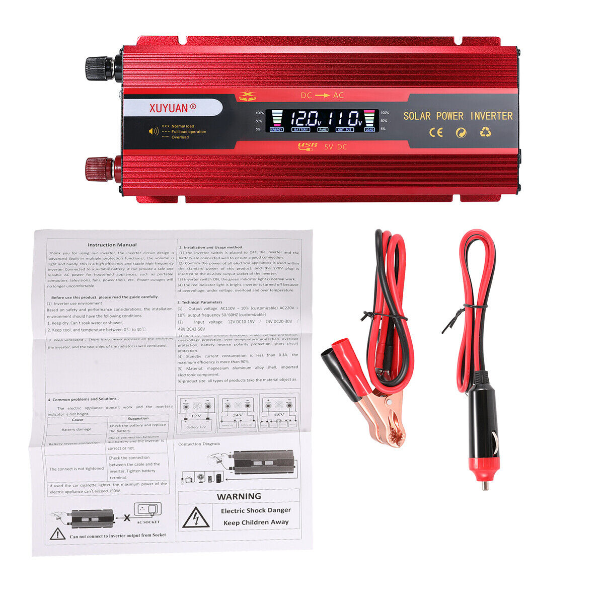 7000W Inversor de corriente para Carro Auto Convertidor solar DC 12/24V a AC110V