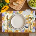 thumbnail image 4 of Yellow Sunflowers Placemats Set of 6, Spring Gnomes Hydrangea Daisy Plants Placemats for Dining Table, Place Mats for Kitchen Tabletop, Waterproof Wipeable Dining Table Mats Set, 4 of 9