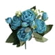 thumbnail image 1 of Ramo de flores 5 cabezas Capullos de rosas artificiales Boda decorativa Tela de seda de plástico Flor falsa, Azul Vogacara HA6434-06B, 1 of 6