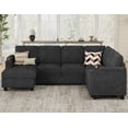 thumbnail image 2 of Belffin D103.8"xW81.1"xH36.4" Chenille Modular Sofa Sectional Sofa With Pull Out Bed, Armrests With Cup Holder Removable Cover Modular Sectional Sleeper Sofa With Storage For Living Room,Dark Grey, 2 of 9