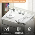 thumbnail image 4 of Merluxy Nightstand Set of 2 with Charging Station,Farmhouse End Table with Drawers for Bedroom,White, 4 of 8