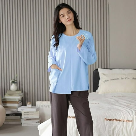 

QWZNDZGR Spring Pure Cotton Pajama Sets Elegant Women Pyjamas Candy Color Sleepwear Loungewear Pijama Mujer Female Nightwear Homewear PJ