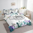 thumbnail image 3 of Feelyou Sloth Twin Bedding Sets 7-Piece for Teens, Leaf Plant Botanical Bedding Comforter Set, Cartoon Theme Sheet Sets, Ultra Soft Room Decoration, 3 of 7