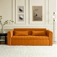 thumbnail image 4 of 82.3" Sleeper Sofa Bed,Pull-Out Couch Bed with Rolled Arms with Copper Nails, 3 in 1 Modern Velvet Upholstered 3 Seats Sofabed with 2 Drawers, 2 Pillows for Living Room, Guests, Small Spaces, Orange, 4 of 15