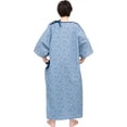 thumbnail image 3 of 3 PK Pack Unisex Washable Hospital Gowns with IV Access & Telemetry Pocket Soft Fabric, Snaps On Shoulders Blue TriPoint Print – Fits up to 3XL, 3 of 4