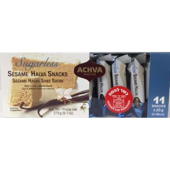 Achva Sugarless Sesame Halva Snacks 9.7oz KFP - Pack of 6