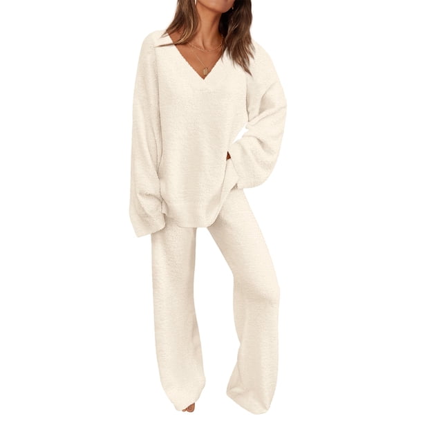 Conjunto de Ropa Cómoda PRETTYGARDEN Dos Piezas Suéter Beige Talle S