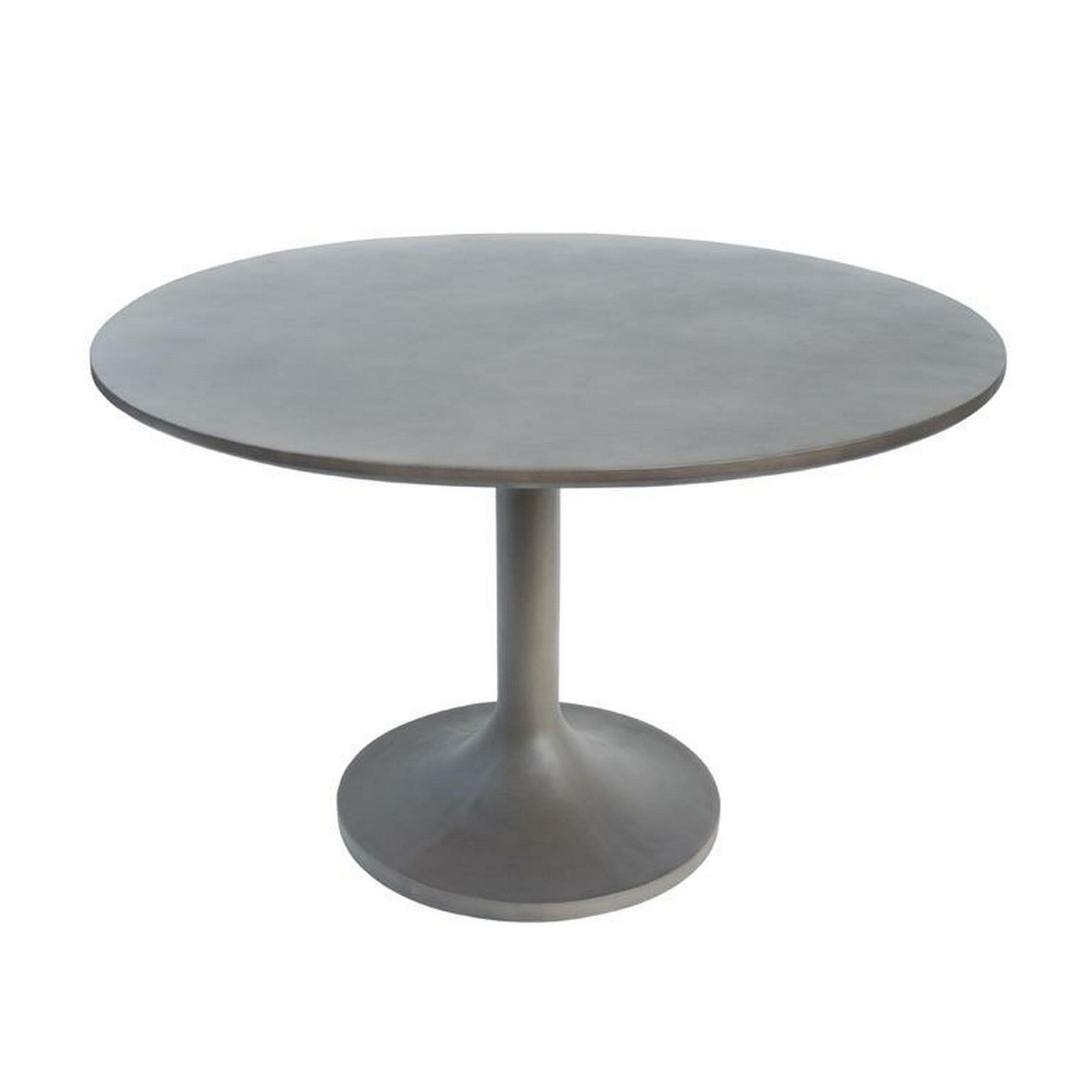 Cid 47 Inch Modern Dining Table, Concrete, Round Top, Gray